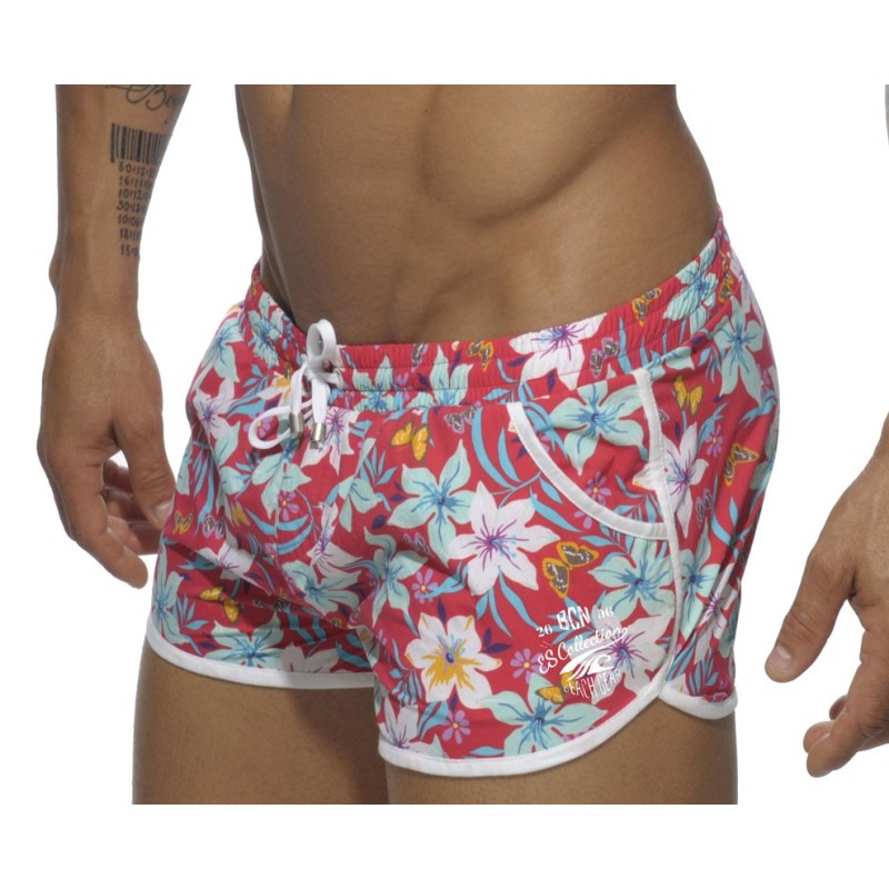 Short de bain Addicted Rouge, Hawaiian