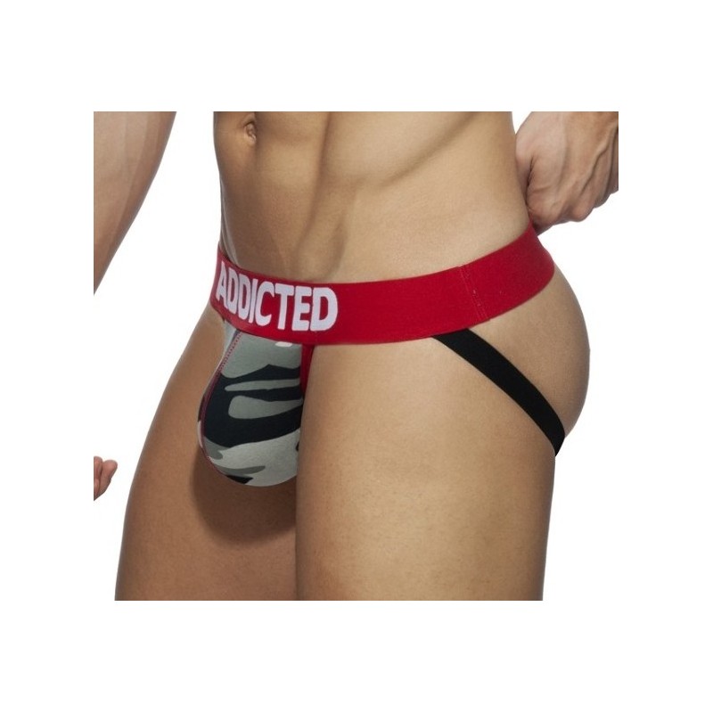 Jockstrap Push Up Addicted AD006 Grey Camouflage